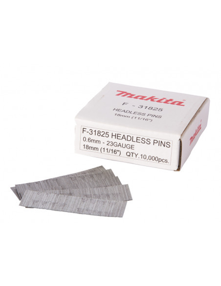10000 clous Finettes 23 Ga 18 mm pour cloueurs pneumatiques et à batterie  MAKITA F-31825