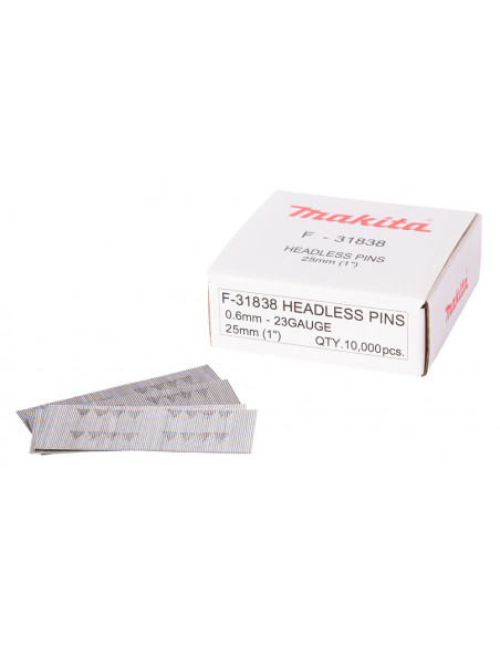 10000 clous Finettes 23 Ga 25 mm pour cloueurs pneumatiques et à batterie MAKITA F-31838