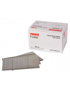 2000 Clous brads T 16 Ga galvanisés, pour cloueurs (GF600, DBN600, SKN16, NT65A, IM65) MAKITA F-33993