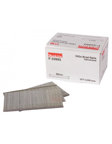 2000 Clous brads T 16 Ga galvanisés, pour cloueurs (GF600, DBN600, SKN16, NT65A, IM65) MAKITA F-33993