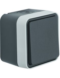 Cubyko Poussoir 1O/1F saillie gris IP55 HAGER WNC022