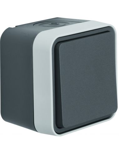 Cubyko Poussoir 1O/1F saillie gris IP55 HAGER WNC022