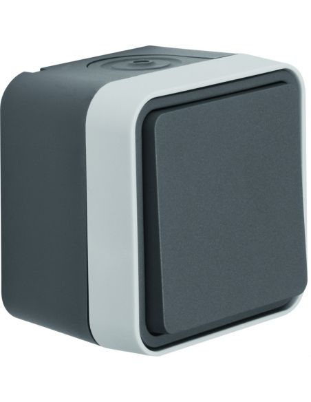 Cubyko Poussoir 1O/1F saillie gris IP55 HAGER WNC022