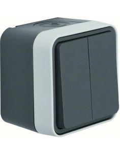 Cubyko double va-et-vient saillie gris HAGER WNC040