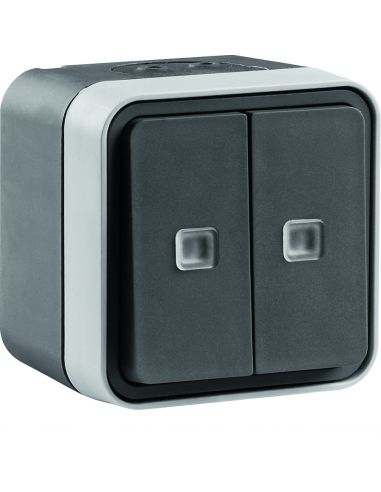 cubyko double va-et-vient lumineux saillie gris HAGER WNC041