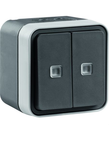 cubyko double va-et-vient lumineux saillie gris HAGER WNC041