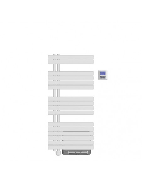 Sèche-serviettes fluide osya - 500W+boost soufflerie - blanc - asym. gauche MULLER INTUITIV NEK2555FGTP