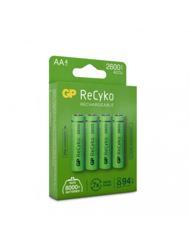 Blister de 4 piles rechargeable Recyko+ AA 2600mAh GPBM 201210
