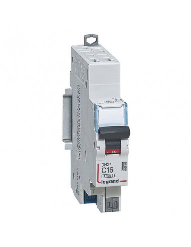 Disjoncteur Phase+Neutre DNX³4500 6kA 1P+N 230V 16A courbe D 1 module LEGRAND 406809