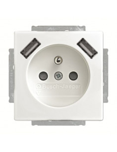 Futur Linear / Prise de courant 2P+T avec USB intégré et enjoliveur Blanc Mat 2CKA002017A1893 ABB BJE04020