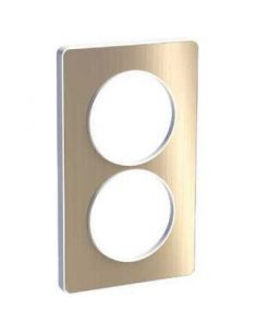 Plaque bronze brossé avec liseré blanc 2 postes verticaux 57 mm ODACE TOUCH SCHNEIDER S520814L