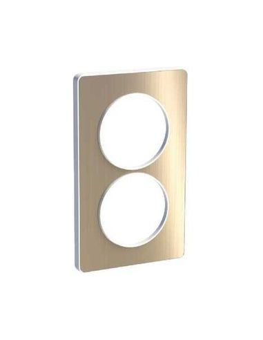 Plaque bronze brossé avec liseré blanc 2 postes verticaux 57 mm ODACE TOUCH SCHNEIDER S520814L