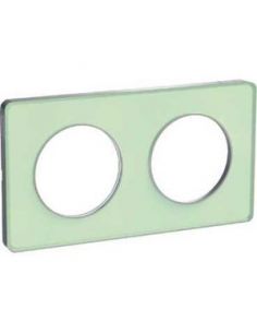 Plaque translucide verre avec liseré alu 2 postes horiz./vert. 71mm Odace Touch SCHNEIDER S530804S