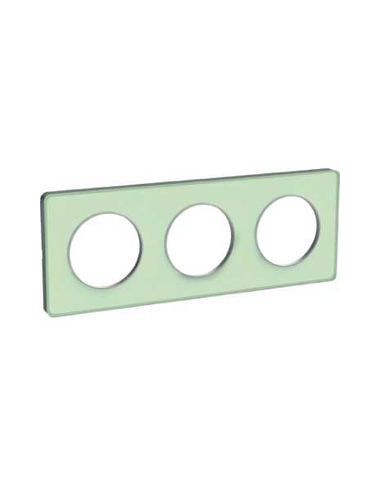 Plaque translucide verre avec liseré alu 3 postes horiz./vert. 71mm Odace Touch SCHNEIDER S530806S