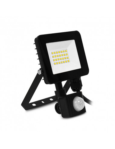 LUMOS SLIM II PROJECTEUR 20W 3000K PLAT NOIR + DETECT IP65 MIIDEX VISION-EL 100061