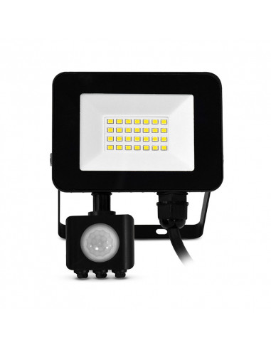 LUMOS SLIM II PROJECTEUR 20W 3000K PLAT NOIR + DETECT IP65 MIIDEX VISION-EL 100061
