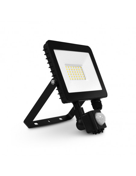 LUMOS SLIM II PROJECTEUR 30W 3000K PLAT NOIR + DETECT IP65 MIIDEX VISION-EL 100062