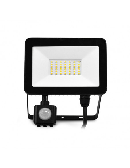 LUMOS SLIM II PROJECTEUR 30W 3000K PLAT NOIR + DETECT IP65 MIIDEX VISION-EL 100062