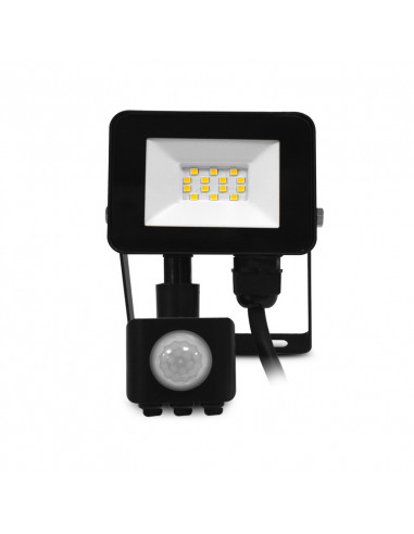 LUMOS SLIM II PROJECTEUR 10W 4000K PLAT NOIR + DETECT IP65 MIIDEX VISION-EL 100066