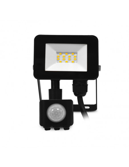 LUMOS SLIM II PROJECTEUR 10W 4000K PLAT NOIR + DETECT IP65 MIIDEX VISION-EL 100066