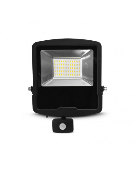 LUMOS PROJECTEUR 100W 4000K PLAT NOIR IP65 + DETECT IR 5ANS MIIDEX VISION-EL 100160