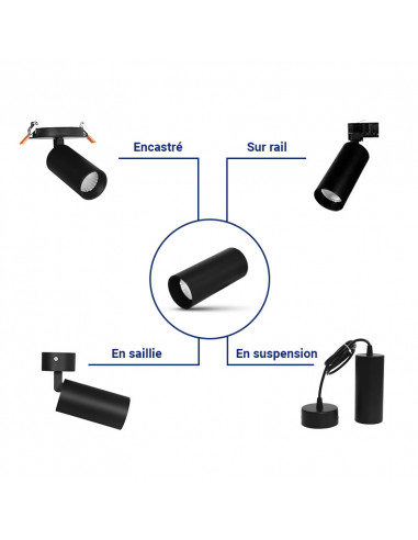 MODULAR SPOT NOIR 18W 3000K 3ANSMIIDEX VISION-EL100212