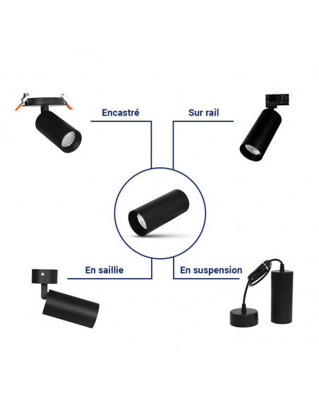 MODULAR SPOT NOIR 18W 4000K 3ANSMIIDEX VISION-EL100213