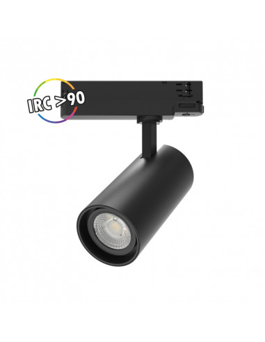 Spot LED COOL II sur Rail Noir 25W 3000K 2500 LM IRC90 avec adaptateur rail 3 allumages MIIDEX 100228