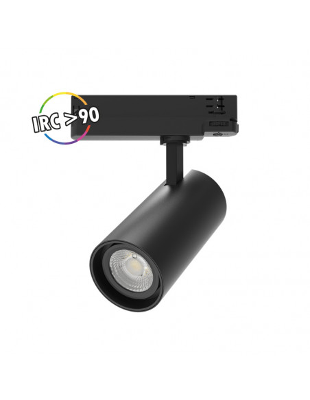 Spot LED COOL II sur Rail Noir 25W 3000K 2500 LM IRC90 avec adaptateur rail 3 allumages MIIDEX 100228