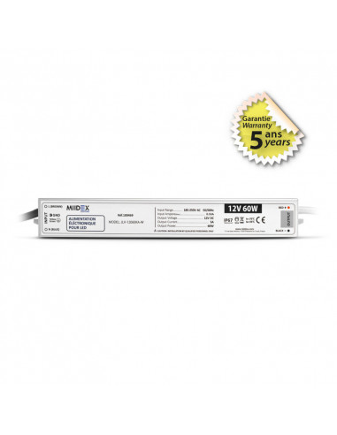 ALIM 12V DC LUMINEUX 60W IP67 5ANSMIIDEX VISION-EL100469