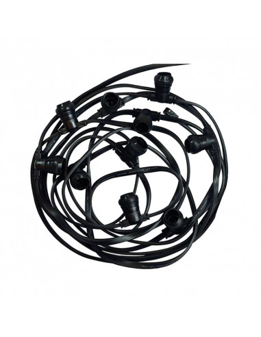 GUIRLANDE FORAINE CABLE PLAT NOIR 10M 20 DOUILLES E27 MIIDEX VISION-EL 51011