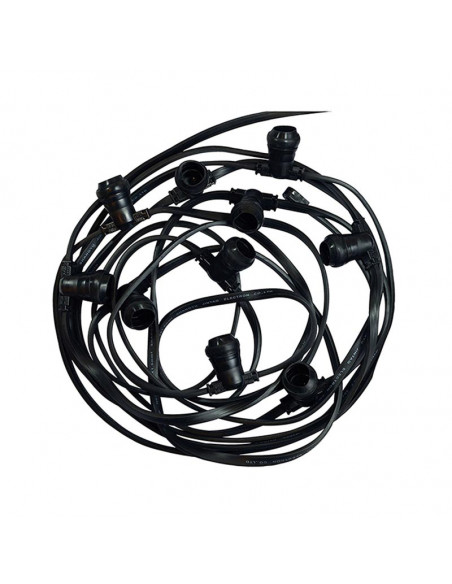 GUIRLANDE FORAINE CABLE PLAT NOIR 10M 20 DOUILLES E27 MIIDEX VISION-EL 51011