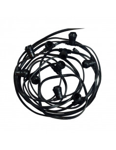 GUIRLANDE FORAINE CABLE PLAT NOIR 10M 10 DOUILLES E27 MIIDEX VISION-EL 51012