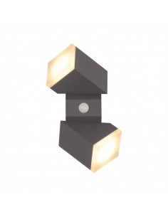 Double Applique Murale orientable 13 Watts Buster 4000K Anthracite IP54 avec détecteur IR MIIDEX VISION-EL 67816