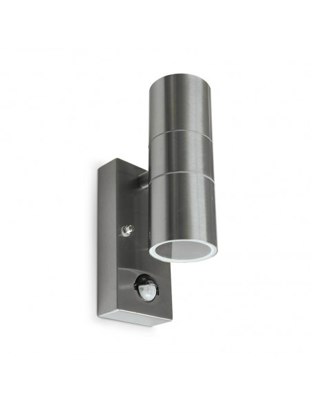 CLAIRETTE D/I APPLIQUE 2 X GU10 IP44 CYLINDRIQUE INOX 304 + DETECT IR MIIDEX VISION-EL 70038