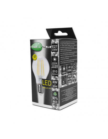 LED FIL COB BULB E27 4W 4000K CLR BOITE MIIDEX VISION-EL 713882