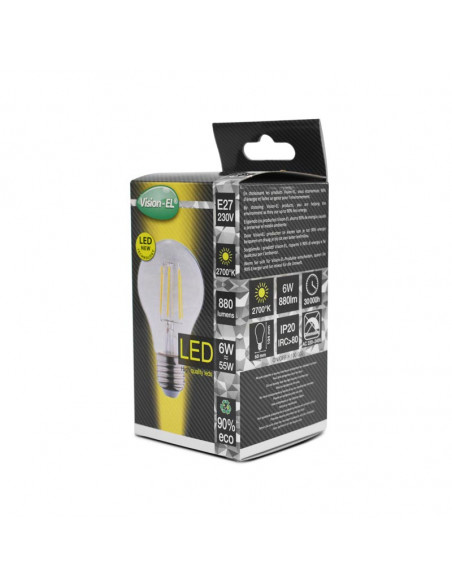 LED FIL COB BULB E27 6W 2700K CLR BOITE MIIDEX VISION-EL 71391