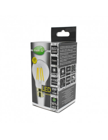Ampoule Led Filament COB Bulb B22 8 Watts 4000K Clair MIIDEX VISION-EL 71400