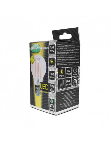 Ampoule LED E27 Bulbe Filament 8,5 Watts 2700K Verre Clair MIIDEX VISION-EL 71431