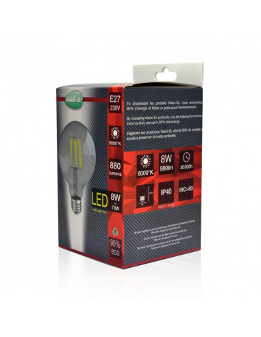 LED FIL COB GLOBE G95 E27 8W 6000K CLR BOITE MIIDEX VISION-EL 7150