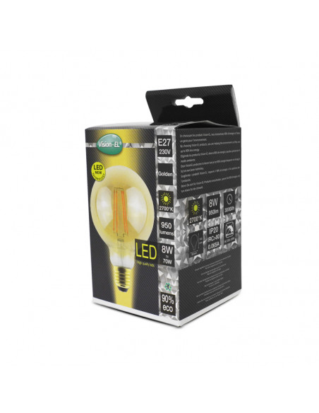 Ampoule LED Golden E27 G95 Filament 8W 2700K MIIDEX 7151