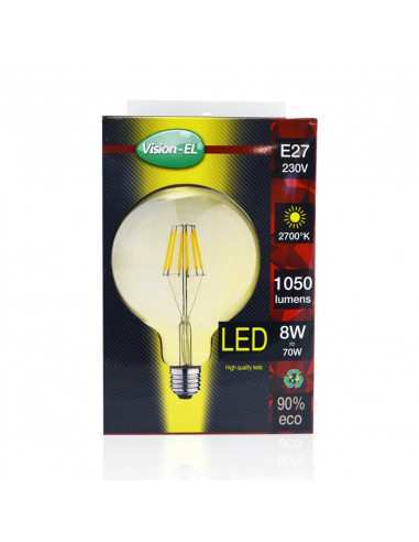 LED FIL COB GLOBE G125 E27 8W 2700K GOLDEN BOITE MIIDEX VISION-EL 7157
