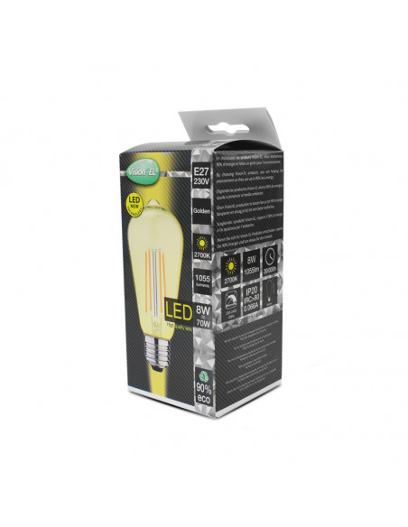 LED FIL COB ST64 E27 8W 2700K GOLDEN BOITE MIIDEX VISION-EL 7159