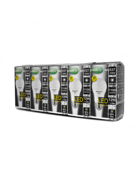LED 12W BULB E27 4000K BOITE PACK 5 MIIDEX VISION-EL 738841