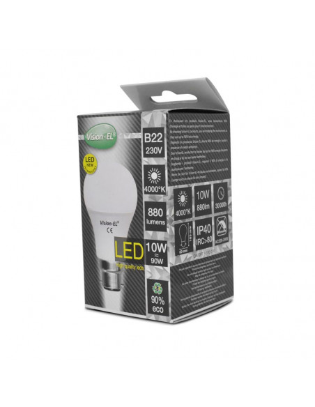 LED 10W BULB B22 4000K BOITE MIIDEX VISION-EL 739351