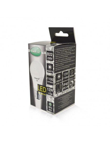 LED 12W BULB B22 4000K BOITE MIIDEX VISION-EL 739381