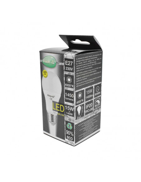 LED 15W BULB E27 4000K BOITE MIIDEX VISION-EL 73943