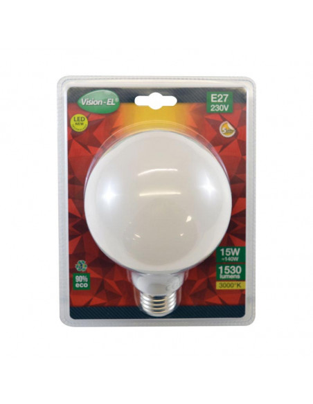LED 15W GLOBE E27 3000K BLISTER MIIDEX VISION-EL 7433