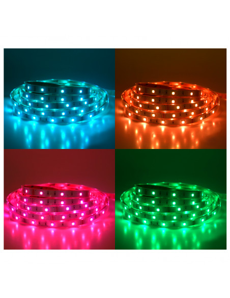 BANDEAU COULEURS 5M 30LED ET 7,2W/M IP67 12V SILICON MIIDEX VISION-EL 75033