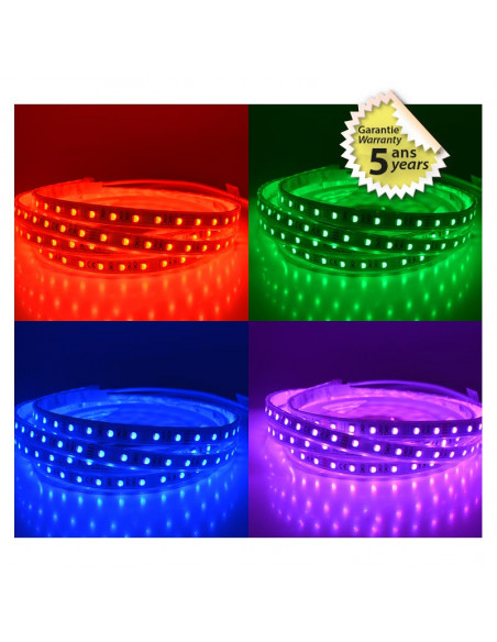 BANDEAU COULEURS + 4000K 5M 60LED 14,5W/M IP67 24V BOITE 5ANS MIIDEX VISION-EL 751695